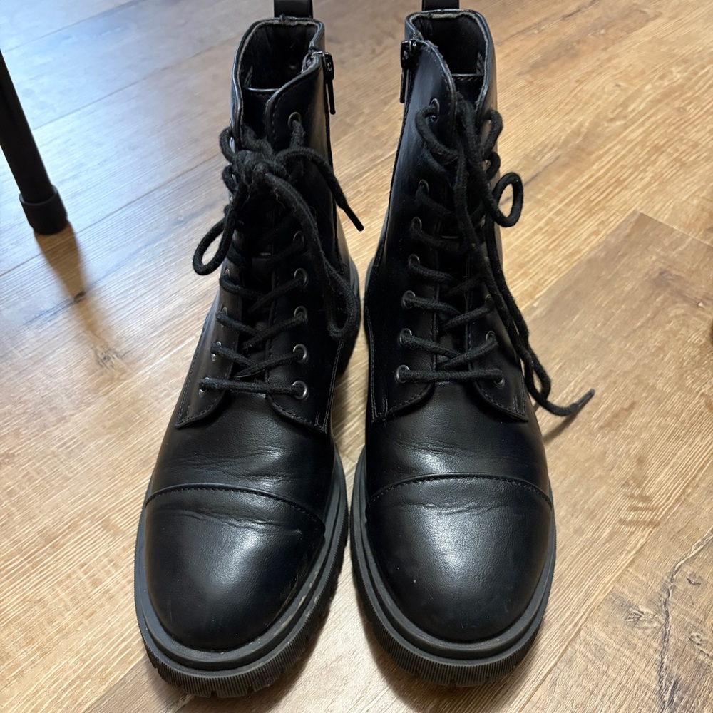SO Black Lace Up Boots for Women